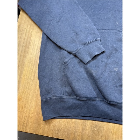 Carhartt K288 Long Sleeve Hoodie Mens L Navy Blue Distressed Workwear Grunge - Picture 12 of 16